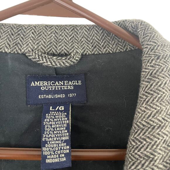 American Eagle Women's Size Large 70% Wool Grey 2 Button Blazer - Picture 6 of 9